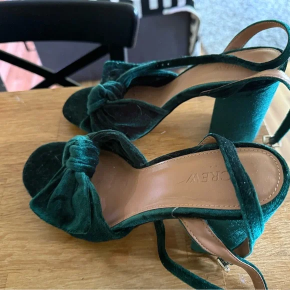 J. Crew Teal Velvet Women's Heels - Picture 2 of 6
